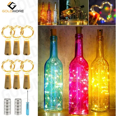 Goldmore11 10LEDs bouteille de vin liège lumières cuivre guirlandes lumineuses pour bouteille bricolage, LED fil de cuivre guirlandes lumineuses