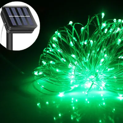 30m 300 LEDs 5V 200mA Extérieur Noël Solaire Cuivre Guirlande Lumineuse Guirlande Lumière Noël Fée Lumière pour Festival Maison De Vacances Décoration De Jardin