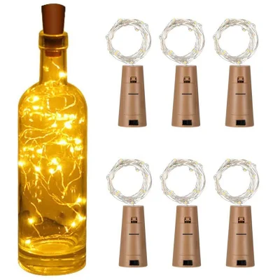 Logo personnalisé bouteille de vin lumière avec liège LED guirlandes lumineuses batterie fée lumières guirlande fête de noël barre de mariage décoration