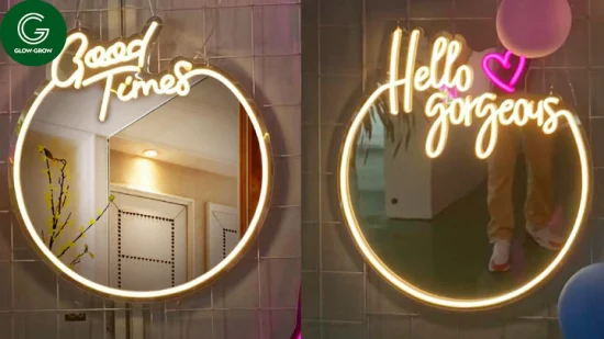 Good Times Mirror Neon Sign Custom LED Night Light pour la décoration murale de mariage de chambre à coucher à la maison